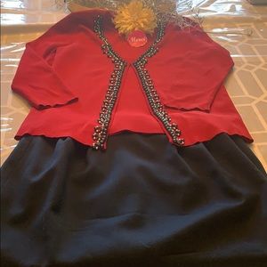 🌸 Red beaded top with attached jacket medium 🌸